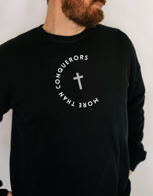 More than Conquerors Pullover Sweatshirt in Black