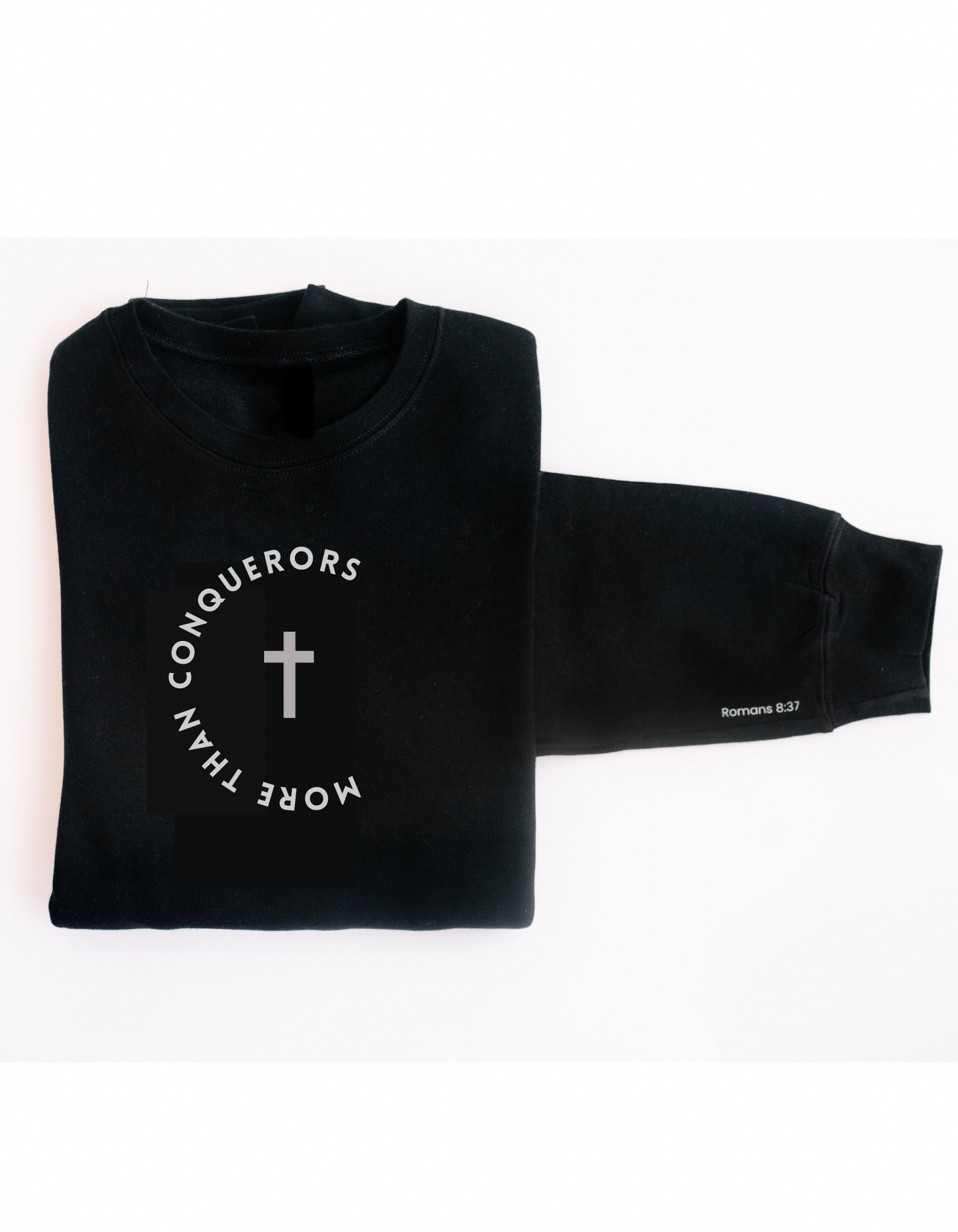 More than Conquerors Pullover Sweatshirt in Black