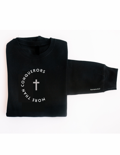 More than Conquerors Pullover Sweatshirt in Black