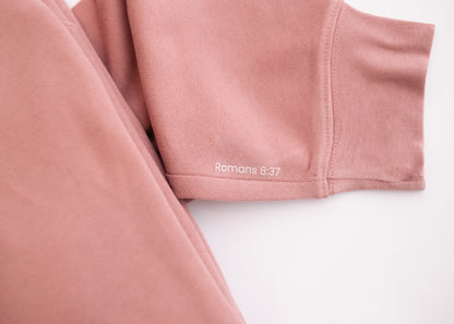 More Than Conquerors Pullover Sweatshirt in Mauve