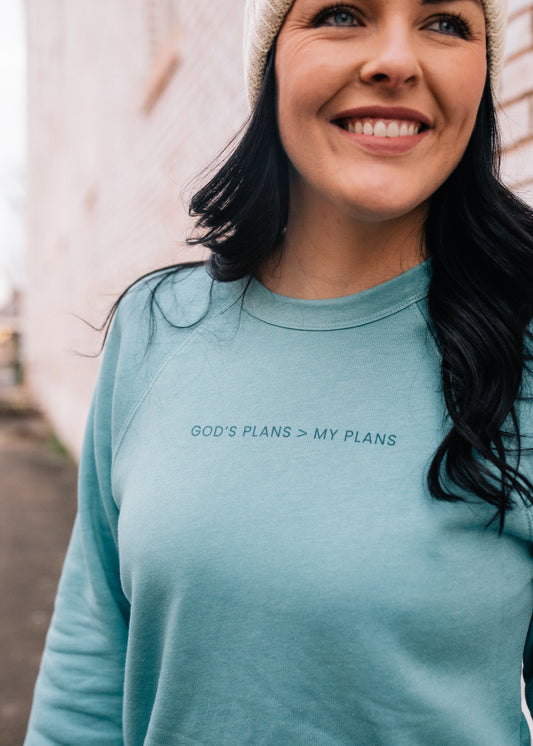 God's Plans > My Plans Pullover Sweatshirt in Heather Blue